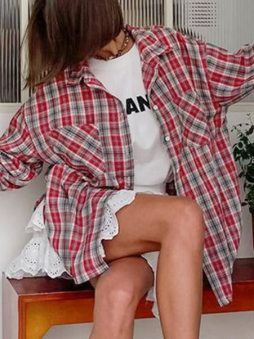 Dame afslappet ternet skjorte med behagelig oversized pasform Stilla