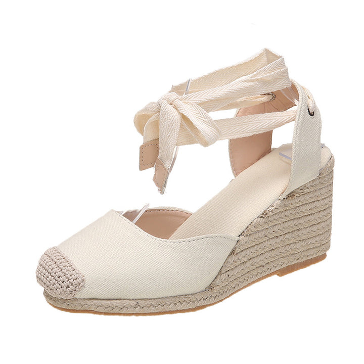 Dame Wedge-Pantoletten med flettet jute-detalje Stilla