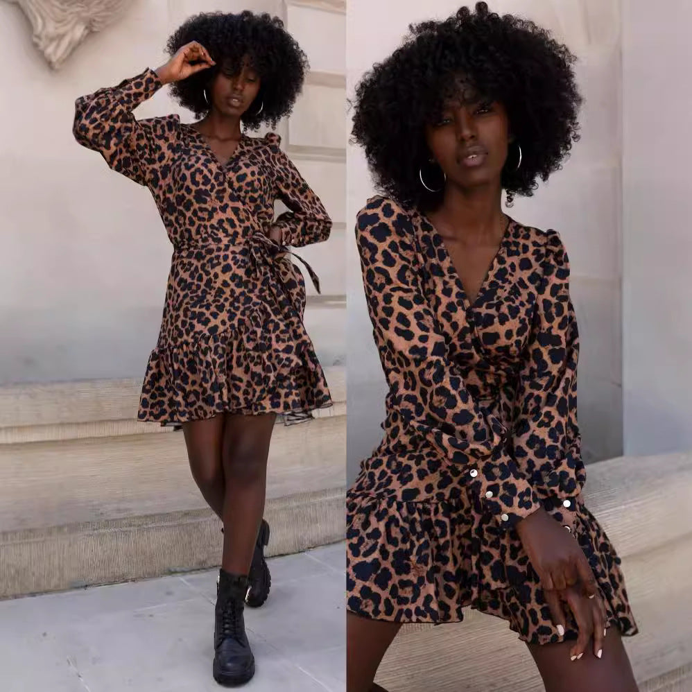 Dame flirtende leopardprint omslagskjorte Stilla
