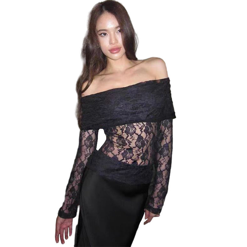 Dame spidsetop med off-shoulder snit og lange ærmer Stilla