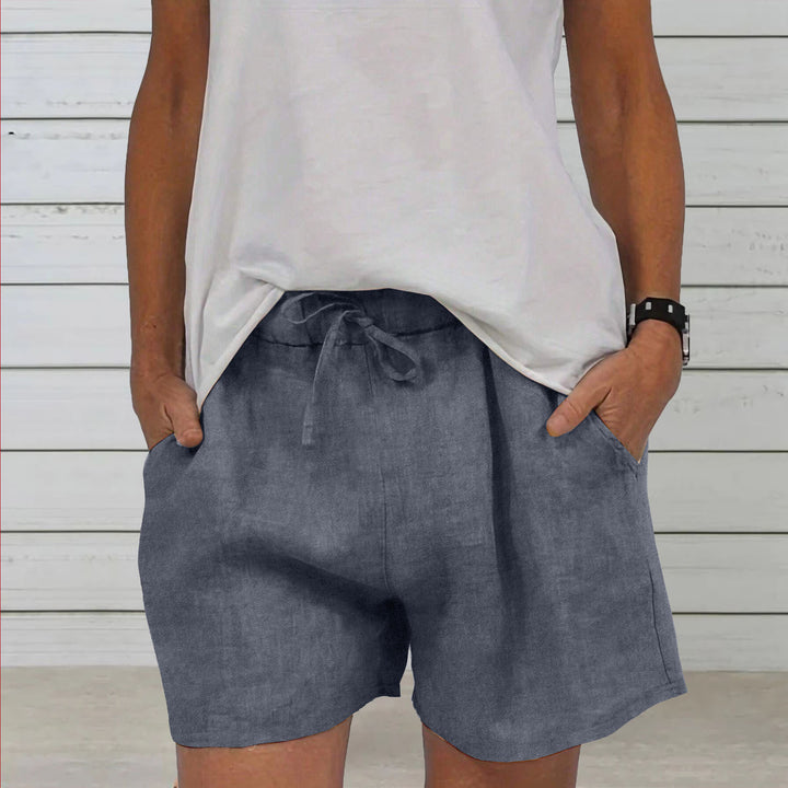 Dame Fritids Linned Shorts Stilla