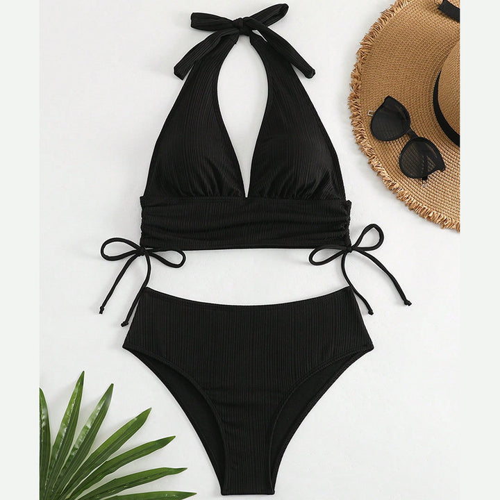 Dame Højtskærpet Bikini-Sæt med justerbare bånd og dyb V-udskæring Stilla