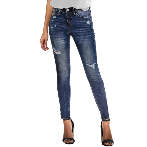 Dame Skinny Jeans med moderne distressed-detaljer og høj talje Stilla