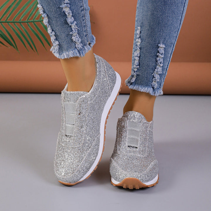 Dame Glitrende Slip-On Sneakers med åndbart overmateriale og behageligt fodbede Stilla