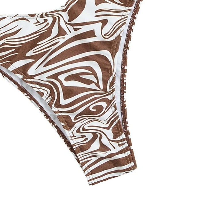 Dame Triangel-Bikini med stilfuldt zebramønster og justerbart bindsystem Skovae