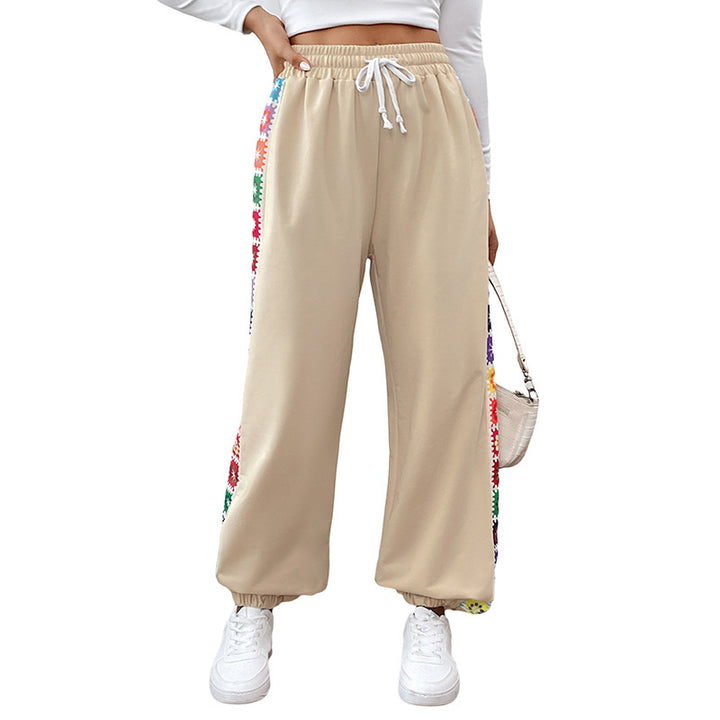 Dame Stilfulde Sweatpants med dekorativ sidebroderi Stilla