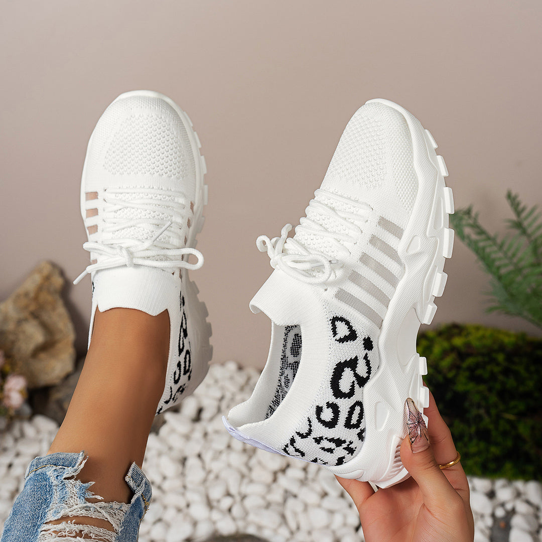 Dame sneakers med modmager leopardmønster og fleksibel sål Stilla