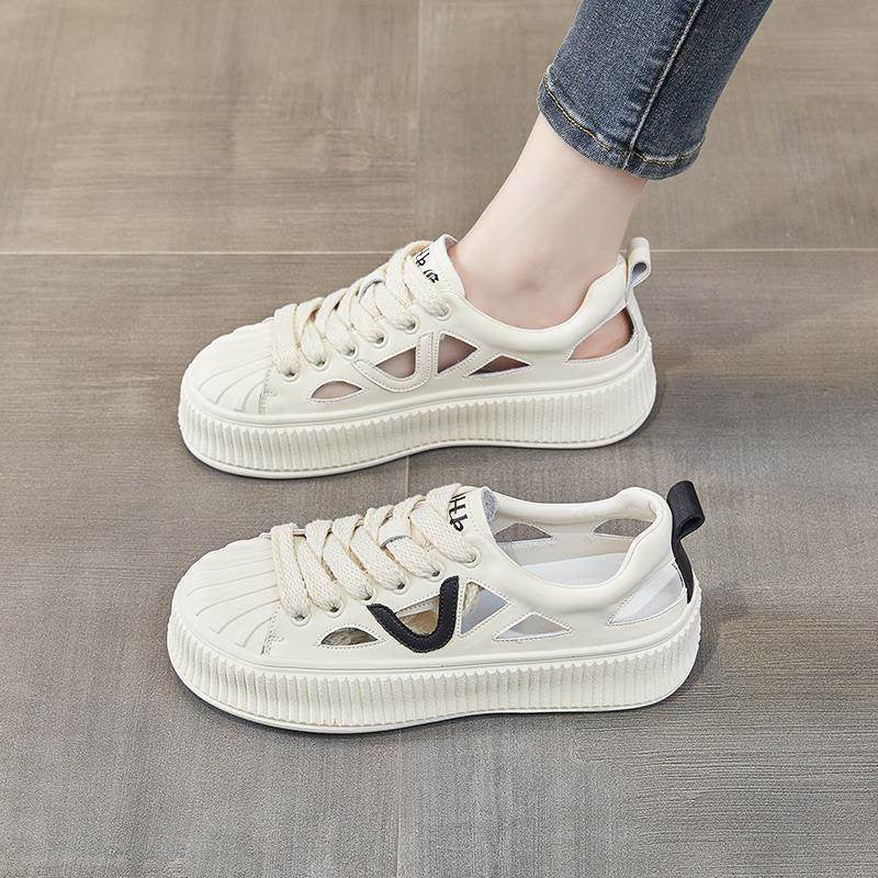Dame Sporty Plateau-Sneakers med åndbar struktur og trendy design Stilla