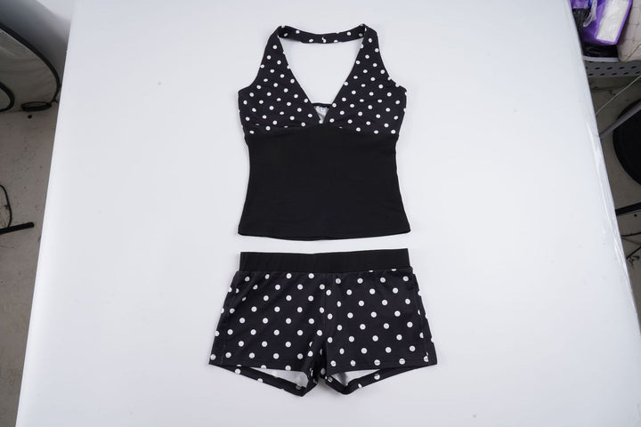 Dame-sæt bestående af top og shorts med polka-prikker Skovae