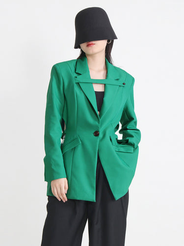 Dame asymmetrisk blazer med innovativ skæring og struktureret design Stilla