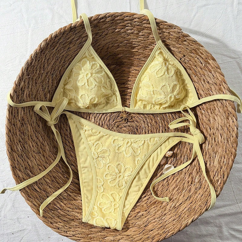 Dame To-delt Bikini-Sæt med florale Broderier Skovae
