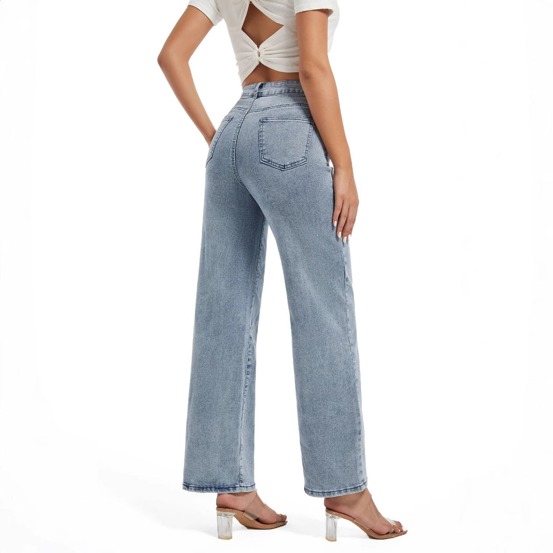 Dame Bred Jeans med høj talje Stilla