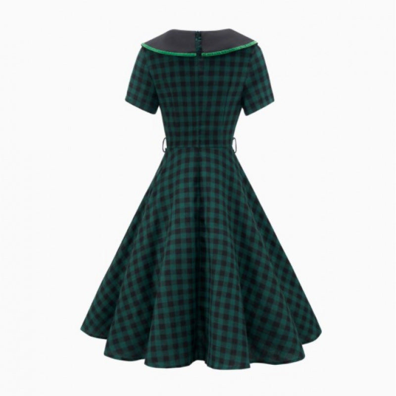 Femme Vintage Checket Swing Kjole Stilla