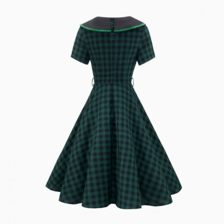 Femme Vintage Checket Swing Kjole Stilla