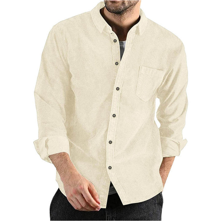 Herrer cordskjorte med button-down krave og brystlomme Stilla