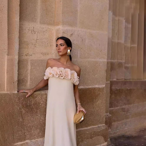 Femme Elegantes Maxi Kjole med Flæseudskæring Stilla