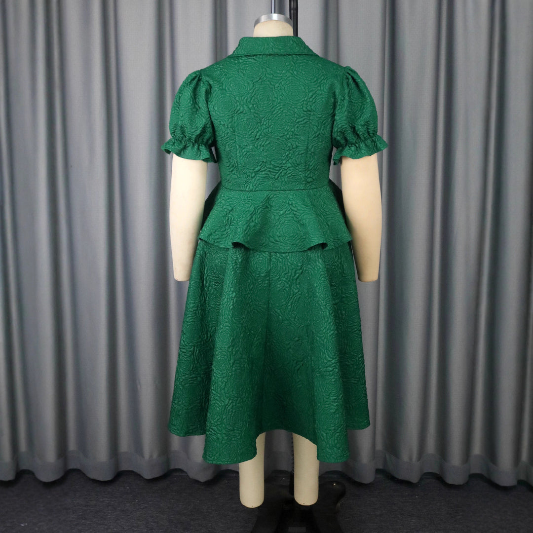 Damer elegant kjole med vintage-detaljer og voluminøs nederdel Skovae