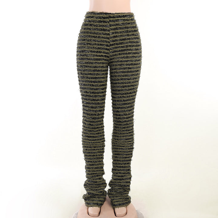 Dame strik leggings med raffineret zigzag mønster Skovae