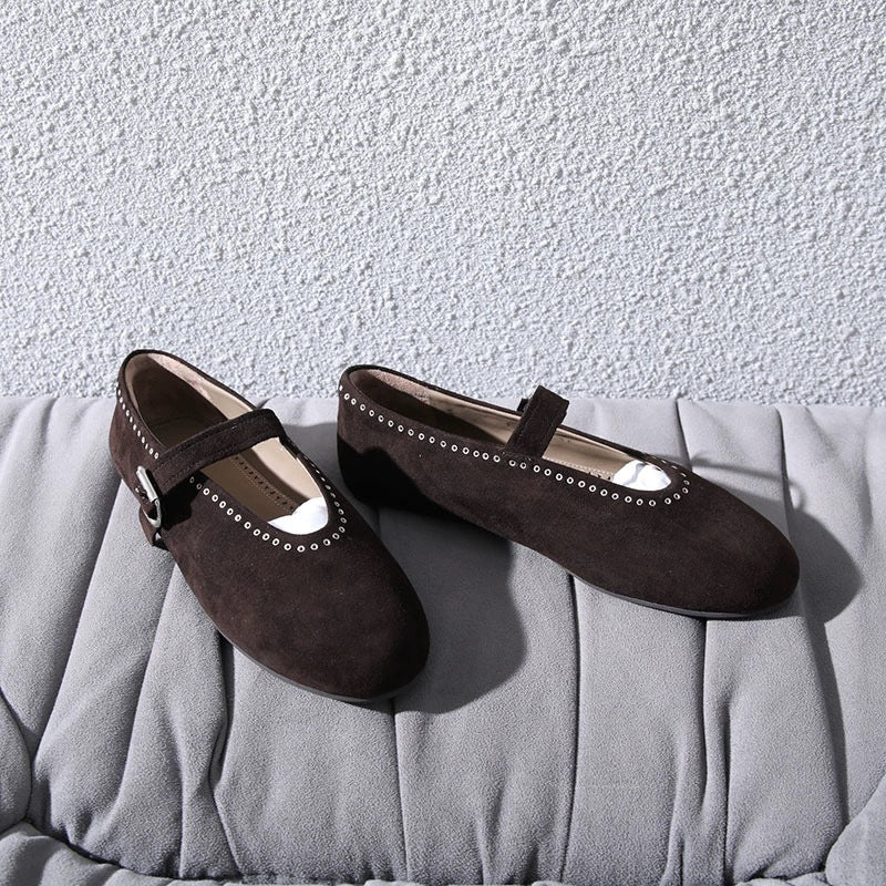 Femme Elegante Strap Ballerinas med strassdetaljer Stilla