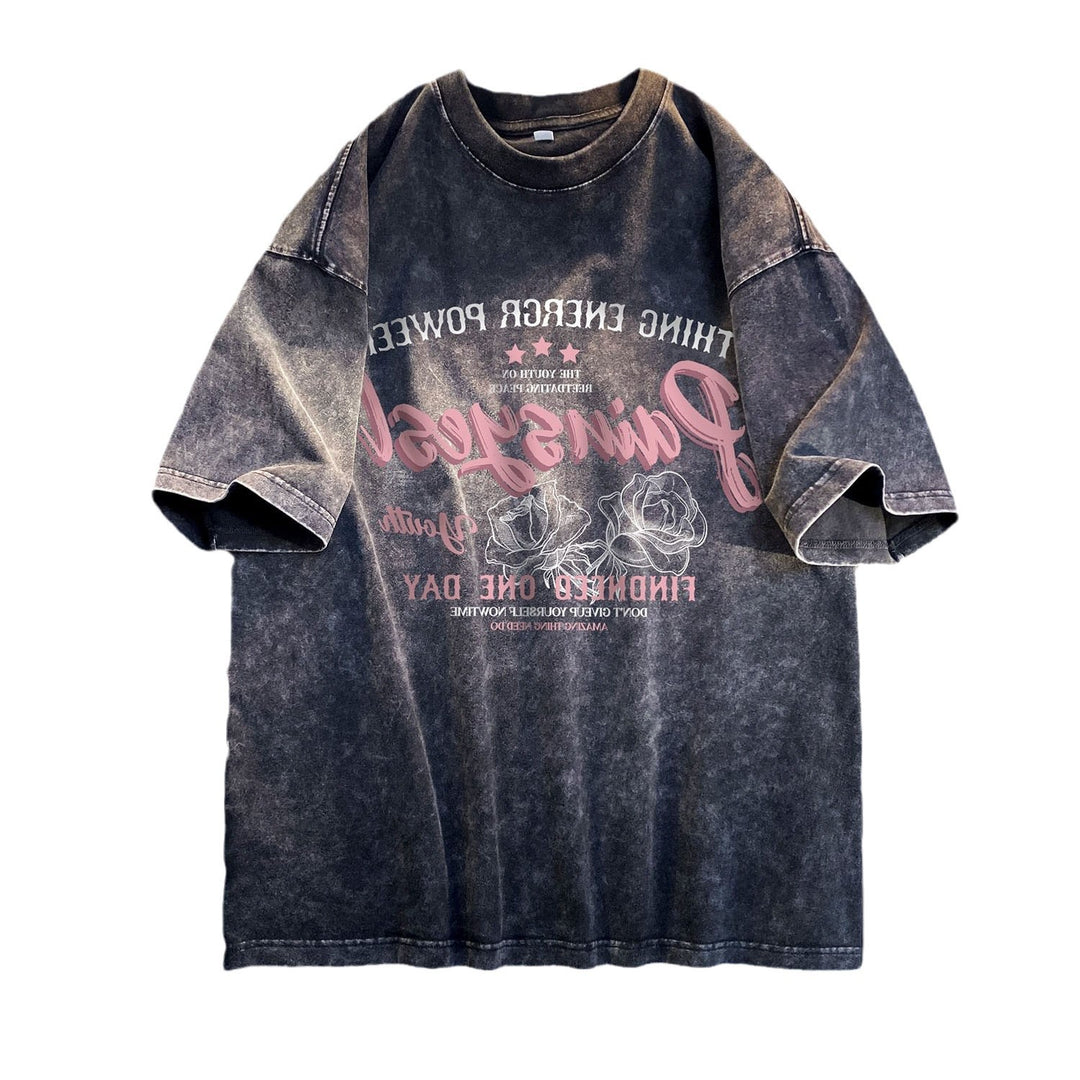 Dame T-shirt med kreativ vintage-tryk og løs pasform Stilla
