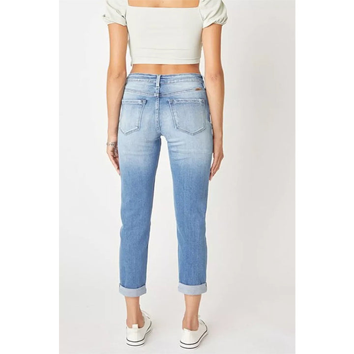 Damejeans i moderne boyfriend-snit med høje knapdetaljer og stilfuld used-look Stilla
