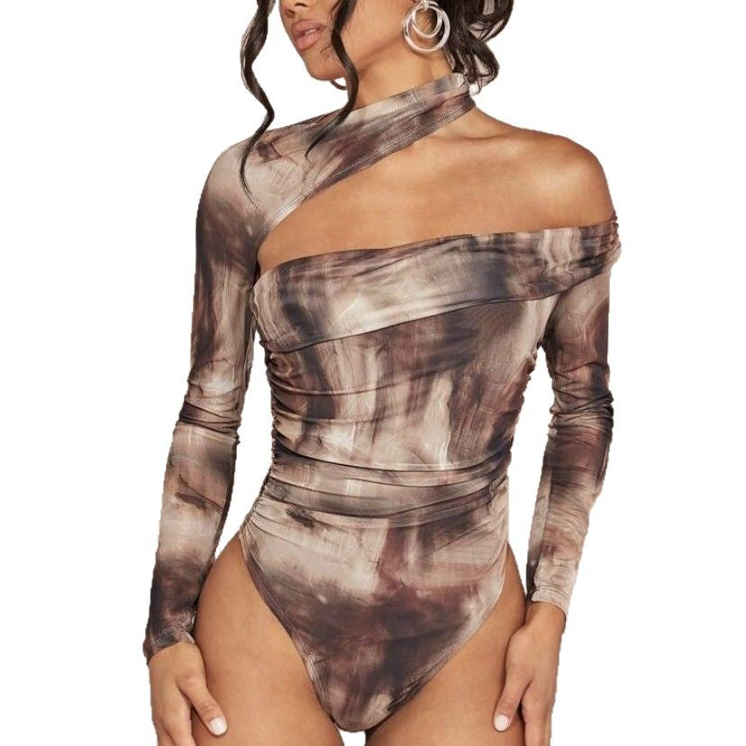 Damer højtstående bodysuit med asymmetrisk snit og raffinerede draperinger Skovae