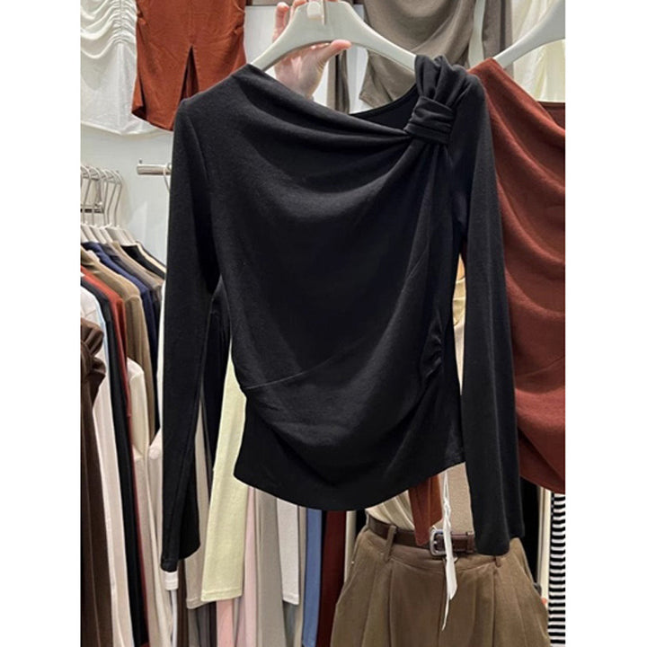 Dame Rynk Langærmet Top med elegant Detalje Stilla