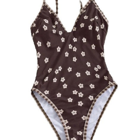 Dame one-piece badedragt med blomstermønster Skovae