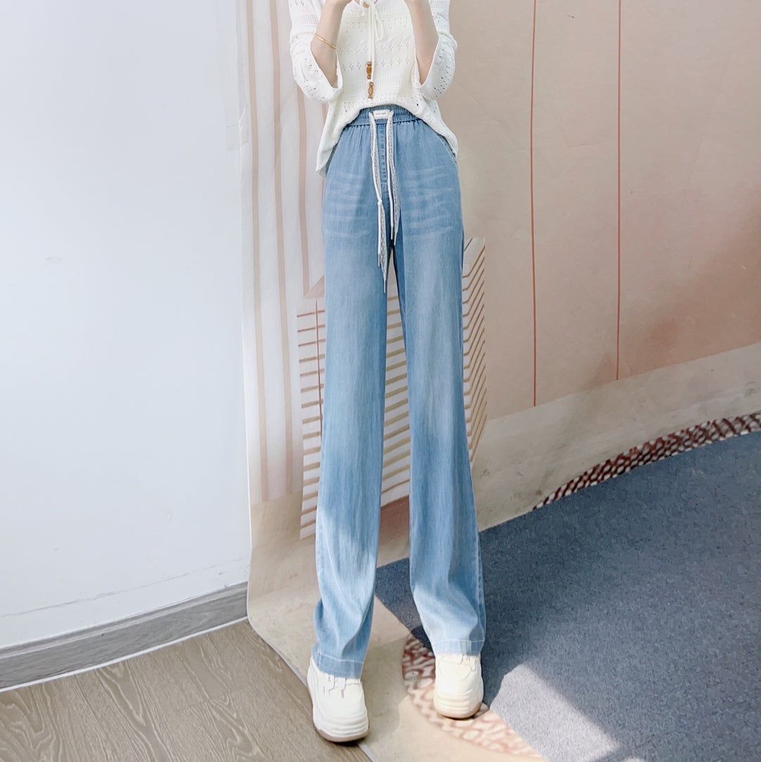 Dame brede jeans med elastisk talje og afslappet snit Stilla