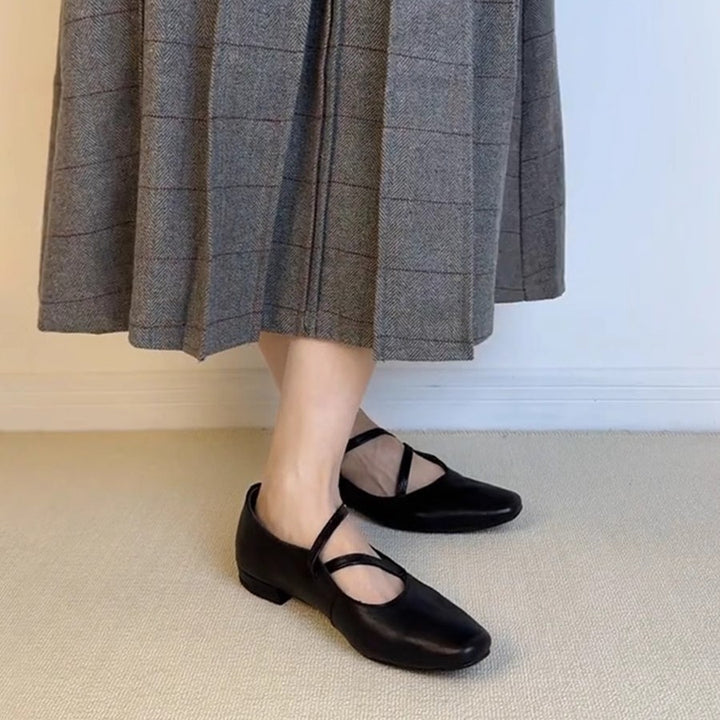 Dame Elegant Riemchen Mary Jane Ballerinas med justerbart ankelrem Stilla