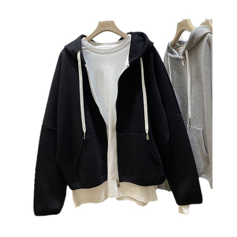 Femme Relaxed Fit Zip-Up Hoodie med overdimensionerede lommer Stilla