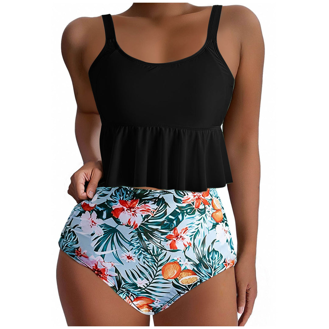 Dame bikiniset med voluminøs top og højt skårne shorts Stilla