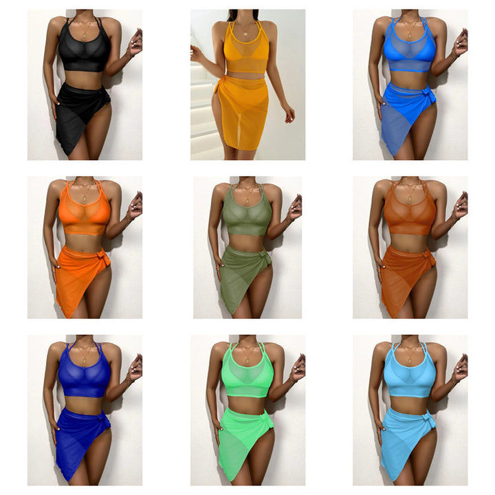 Dame Sporty Bikini-Sæt med elegant Wrap Skørt og Racerback Top Stilla