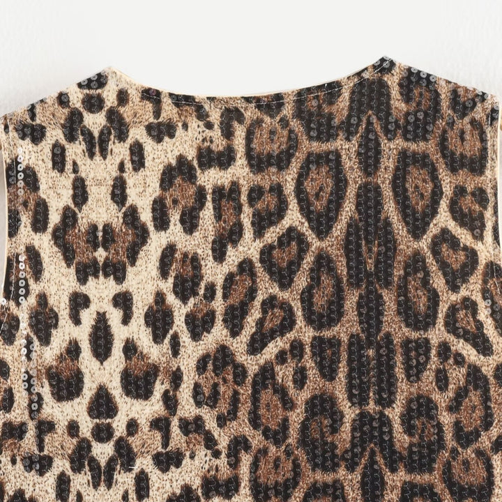 Femme Pailletter Leopard Tryk Mini Kjole Stilla