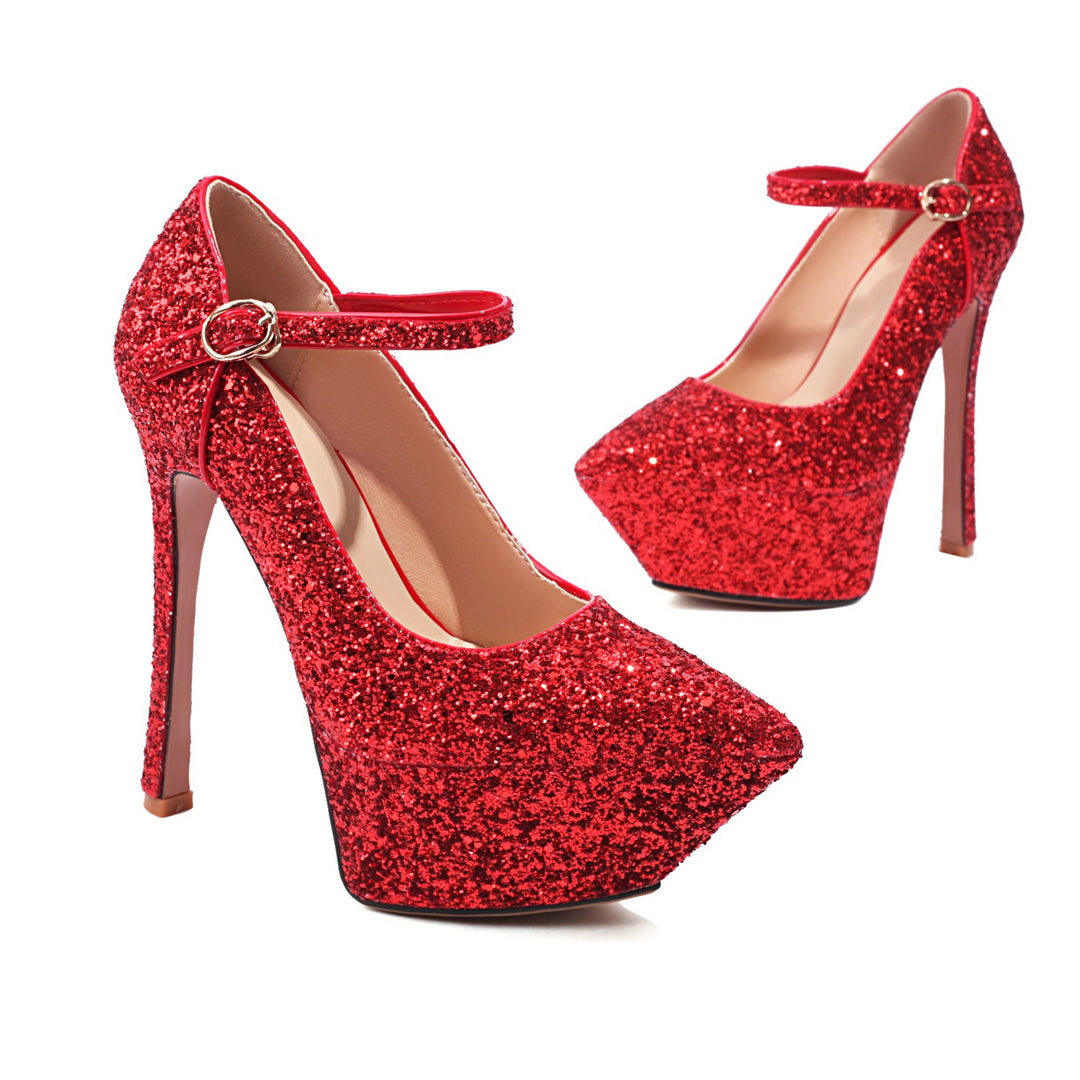 Femme Funklende Høje Mary Jane Pumps med Platformdesign Stilla