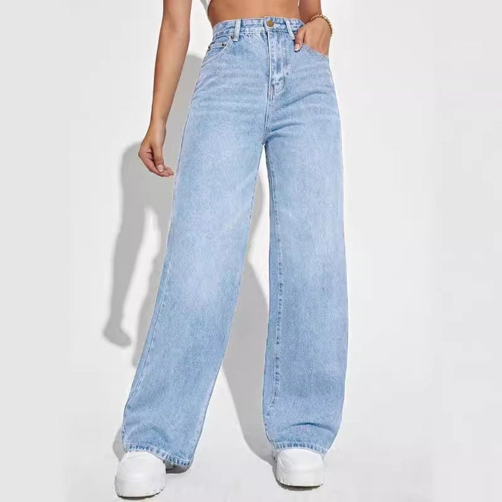 Dame Højskårede Vide Jeans i klassisk stil Stilla