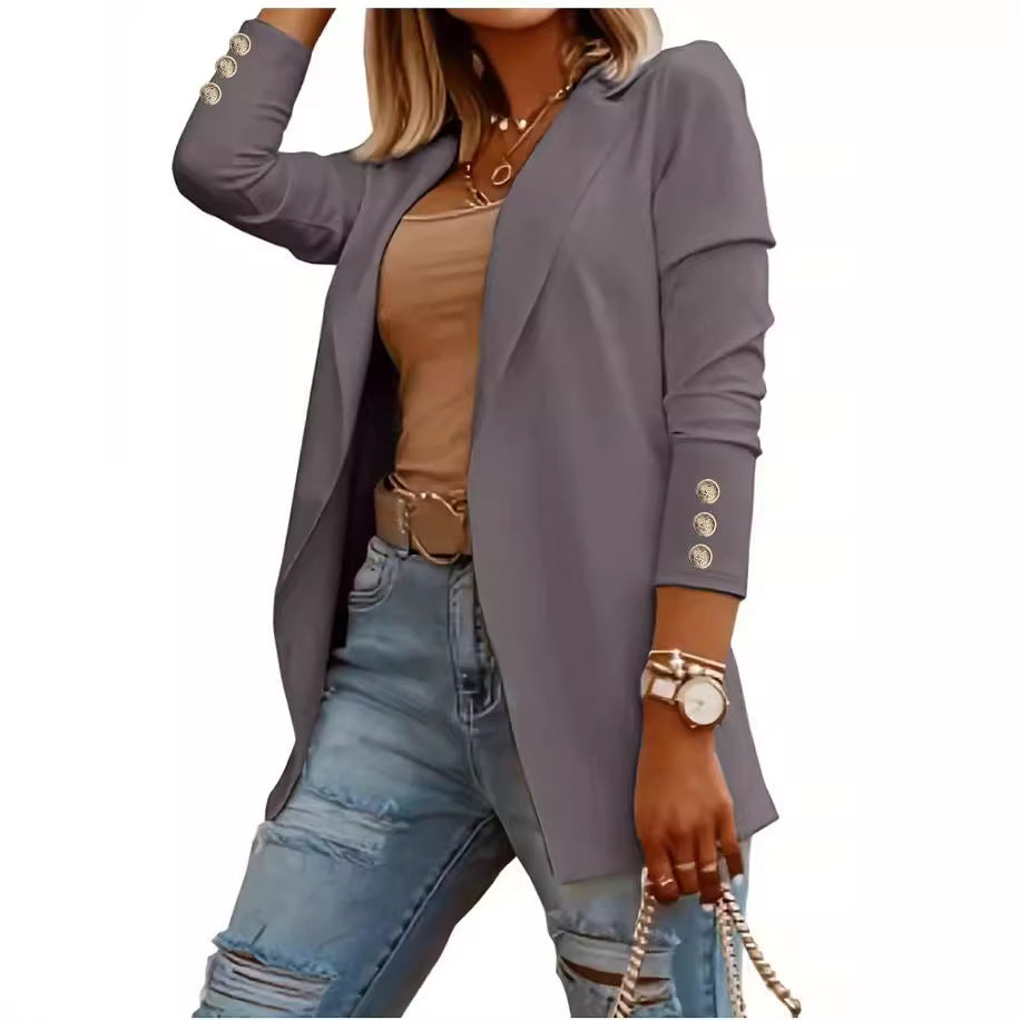 Dame Elegant Blazer med dekorative Knapper Stilla