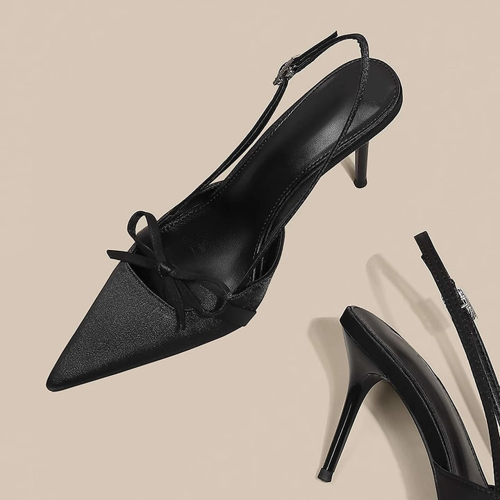 Dame Slingback-hæle med spids tåområde og elegant sløjfedetail Stilla