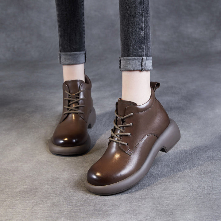 Dame stilfulde snørebånd ankle boots med klodset sål Stilla