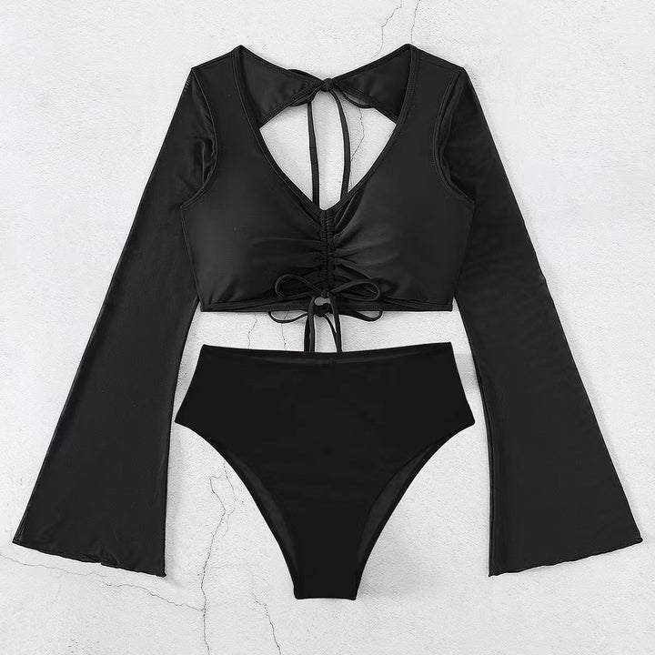 Dame bikini-sæt med stilfuld wrap-top og højt skåret underdel Stilla