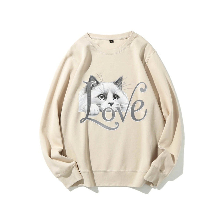 Kvinders sweatshirts med legende katte design og afslappet pasform Stilla