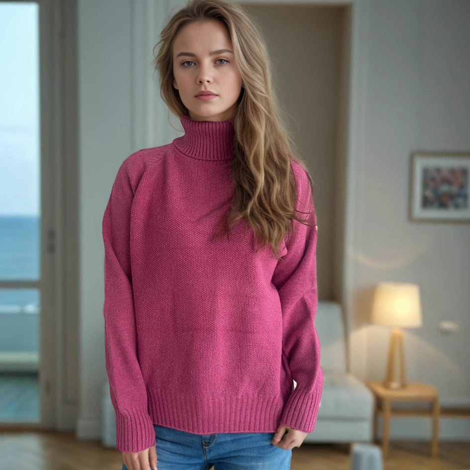 Kvinders sweater med høj krave lavet af blødt materiale Stilla