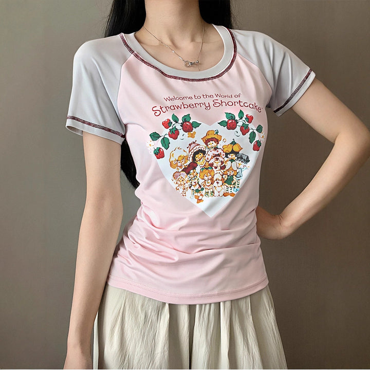Dame T-shirt med sødt grafikdesign og komfortabel pasform Skovae