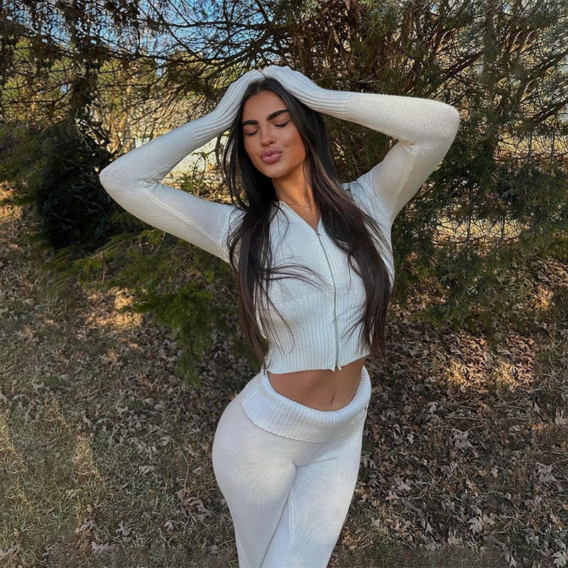 Femme Cropped Zip-Up Fitness Hoodie Sæt Stilla