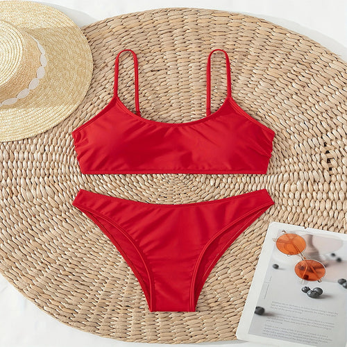 Dame elegant to-delt bikini med fine stropper Skovae