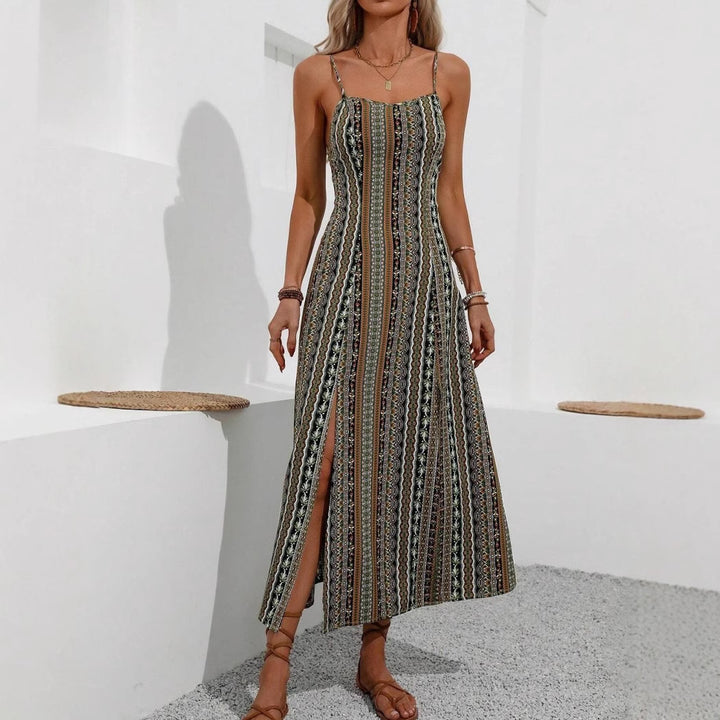 Kvinder Bohemian stribet Maxi kjole Stilla
