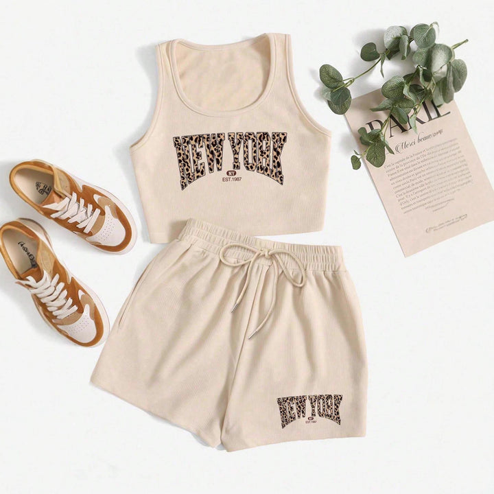 Dame Sporty To-delt Sæt med Top og Shorts Skovae
