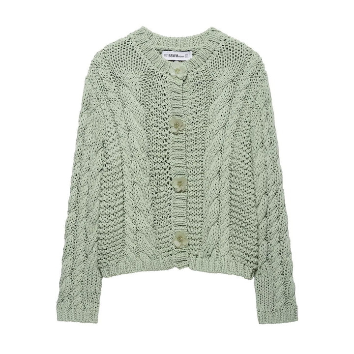 Femme Kabelstrik Cardigan Sweater Stilla