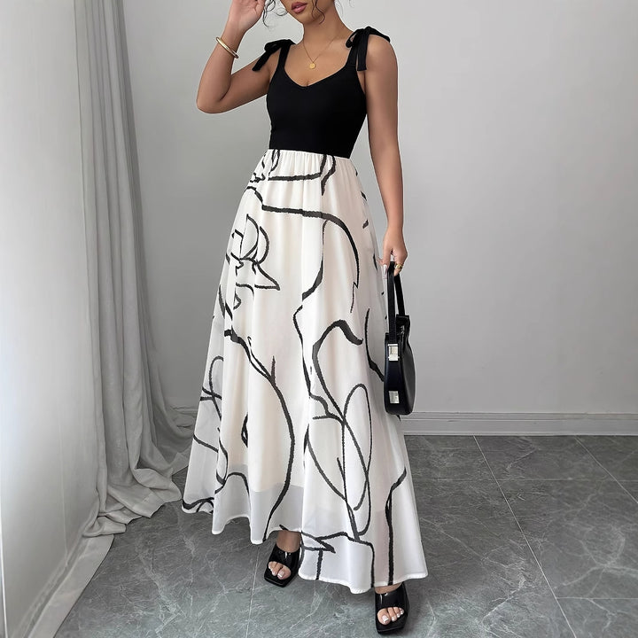Femme Maxi Kjole med Kunstnerisk Design Stilla