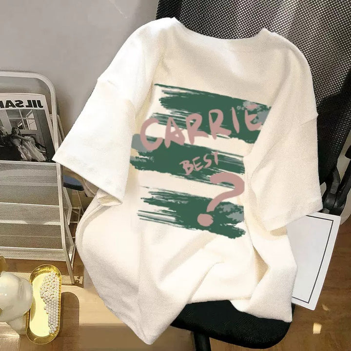 Dame Oversized T-shirt med kunstnerisk tryk og afslappet skæring Stilla
